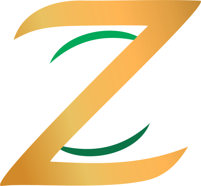 Símbolo Z dourado com arcos verdes